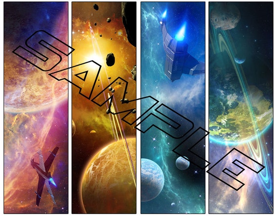 4 Printable Sci Fi Bookmarks Galaxy Planet Digital Instant