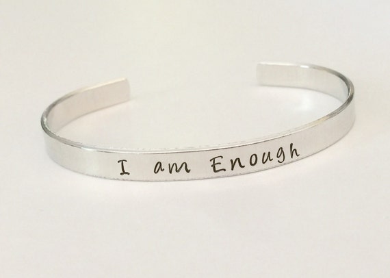 I am enough cuff bracelet inspirational stamped saying by smmade