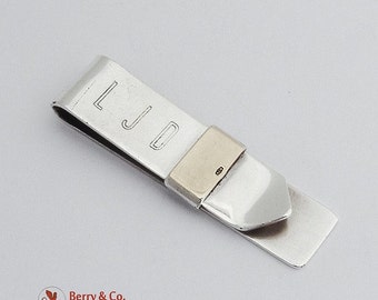 SaLe! sALe! Money Clip Sterling Silver 14 K Gold Italy 1980s