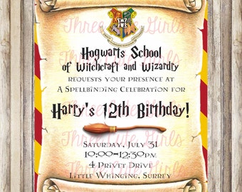 Harry potter invitation | Etsy