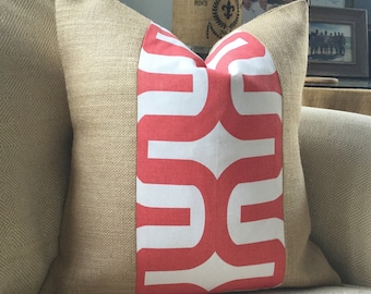 Coral & White Pillow Cover in Premier Prints Embrace Fabric