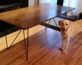 Pair 28" "W" Solid 7/16" Steel Table Legs in Raw Steel (Actual 27.5") Dining Table Height Hairpin "W" Shape Legs
