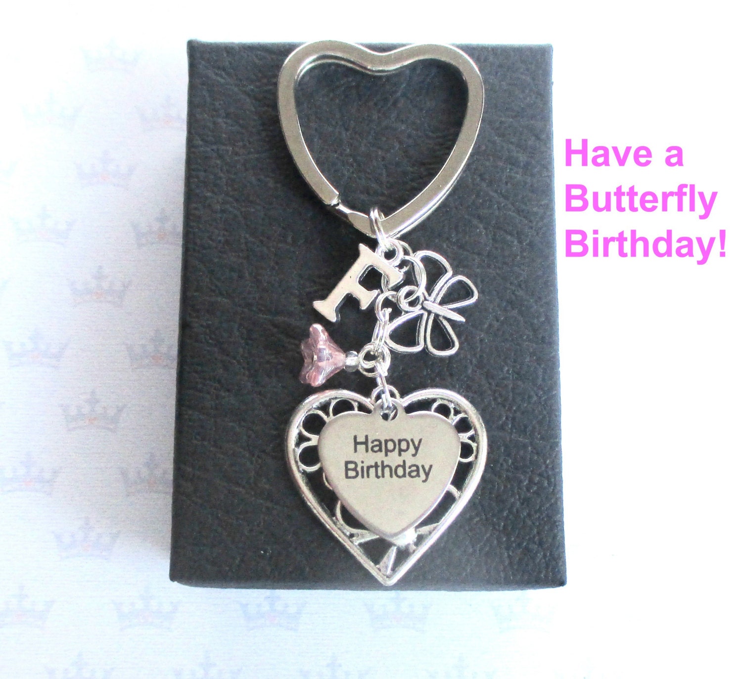 Butterfly keychain Happy Birthday keyring Personalised