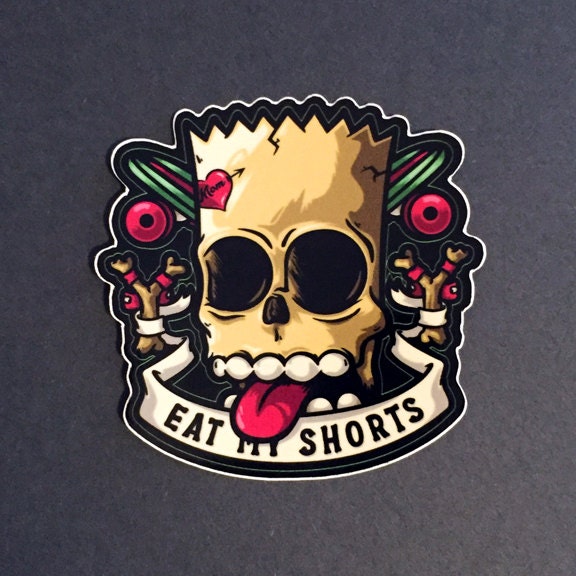 Bart Skull Vinyl Die Cut Sticker Bart Simpson Sticker