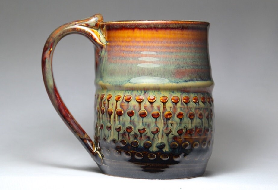 Pottery coffee mug 14oz hand thrown stoneware pottery