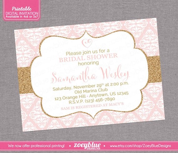 Blush Pink And Gold Bridal Shower Invitations 5