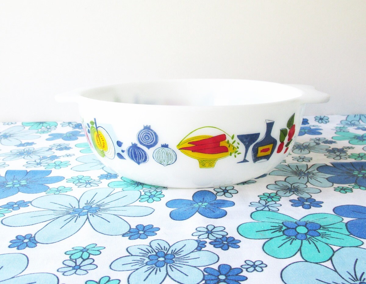 Pyrex JAJ 1960’s Vintage Fiesta Casserole Dish, Highly Collectible