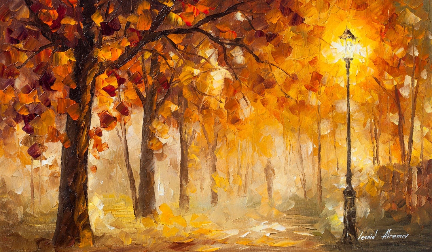 Home Wall Art Orange Landscape Painting In Canvas By Leonid