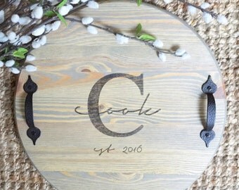 Custom 15" Round; Wooden Tray; Monogrammed Gift; Wedding Gift; Serving Tray; Tray; Rustic Tray; Rustic Wedding; Wooden Tray; Wood Tray