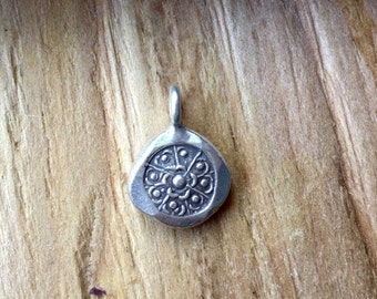 Thai Silver Lotus Charm, Add a Charm to Your Mala Beads, Lotus Charm,