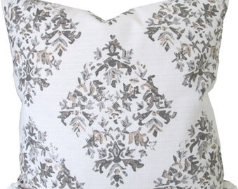 Taupe,Grey Diamond Ikat-Decorative Pillow Cover-Lacefield Designs-Double Sided