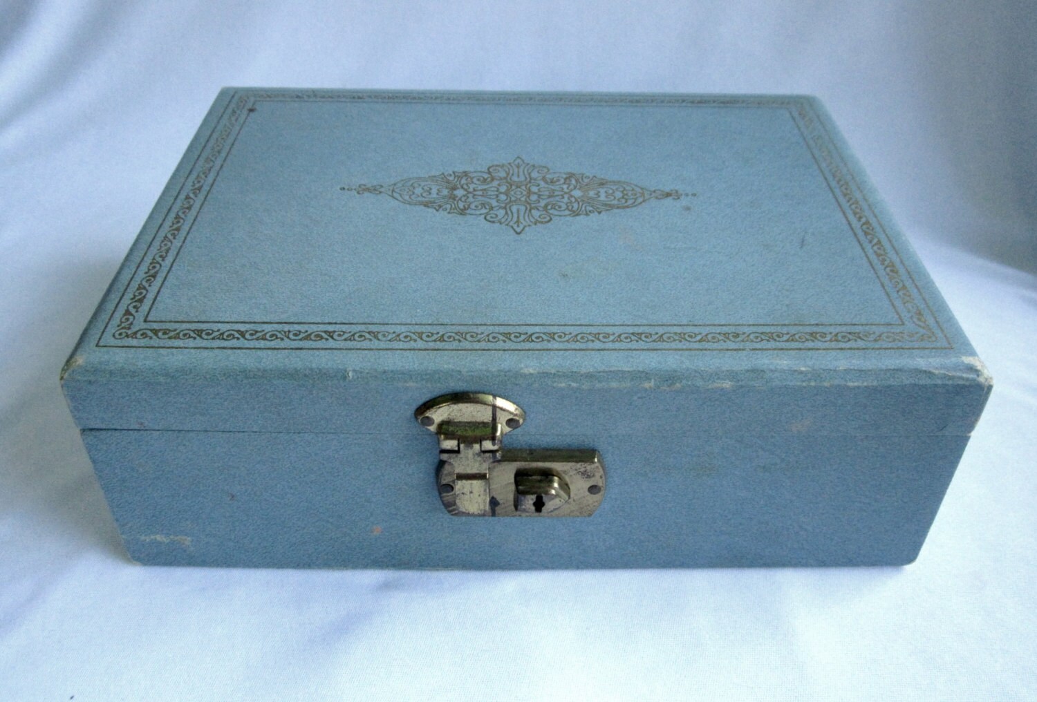 Blue MELE Jewelry Box Faux Leather Vintage by GoshenPickers