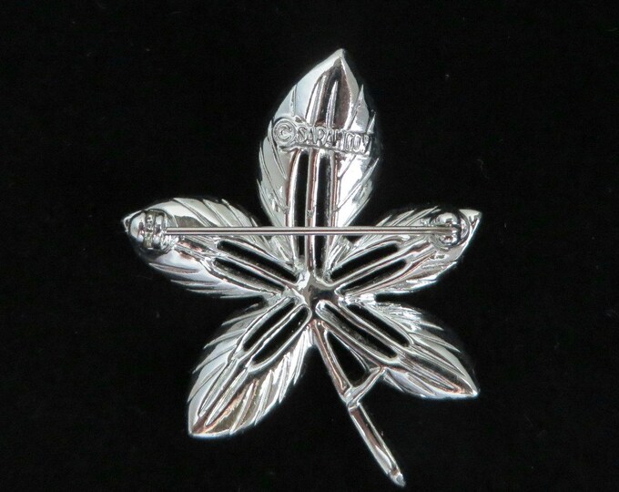 Sarah Coventry Silver Tone Leaf Pin - Vintage Matte Silver Leaf Brooch