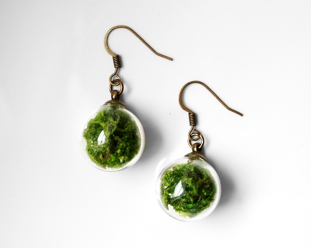 Glass Globe Moss Earrings