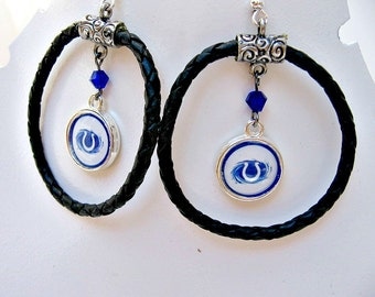 Indianapolis Colts Leather Earrings, Indianapolis Colts Jewelry, Colts Accessories, Football Jewelry, Colts Fan Wear, Football Mom, Colts