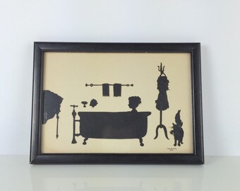 Reserved --Vintage Silhouette Wall Hanging