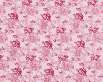 Verna Mosquera Billet Doux Petite Bouquet Cherub VM98 Cherry shades of pink flowers floral scroll Freespirit 100% cotton fabric by the yard