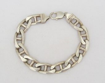 Vintage Sterling Silver Men's FIGARO Link Bracelet 9'' Length