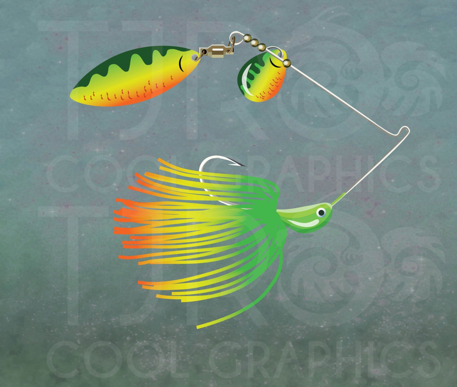 Fishing Lures Digital Realistic Clip Art PNG Printable