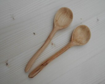 Unique Hand carved handmade alder wooden spoon 2pcs