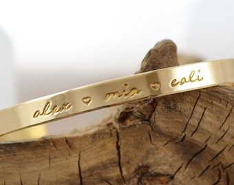 Mothers Bracelet - Gifts for Mom - Mother Day Jewelry - Stacking Gold Bracelet - Personalized Bracelets - Gifts for Her Pink Lemon Design