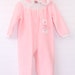 Vintage baby snowsuit, pink with white trim and bear detailing, Rocking Horse sz L (12 -18mo)