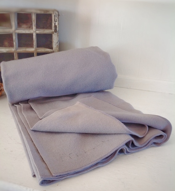 Vintage Military Wool BlanketLarge Wool Grey BlanketVintage