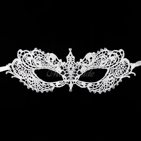Elegant white Lace Masquerade Mask Venetian by 4everstore on Etsy