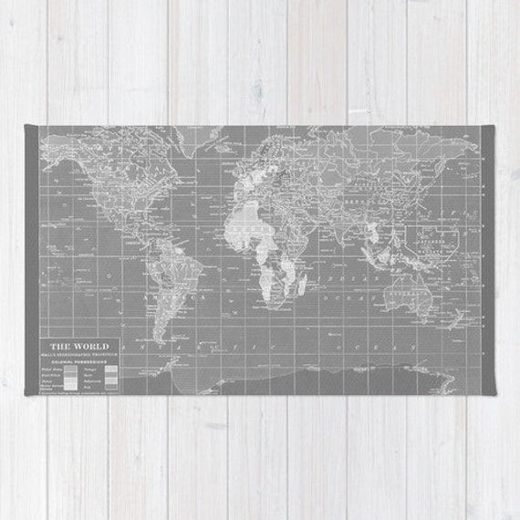 World Map Bath Mat gray and white Historic map for a travel