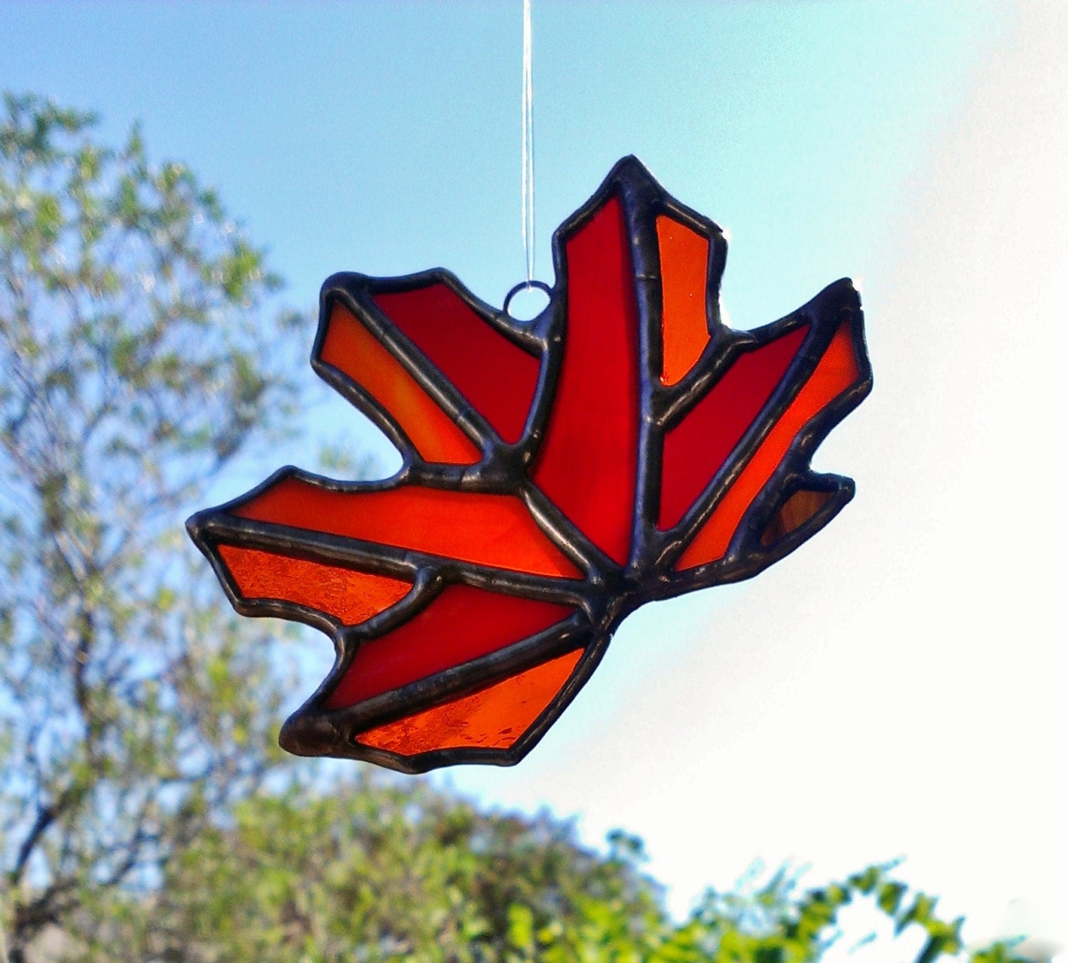 Autumn Stained Glass Fall Leaf Suncatcher by JBsGlassHouse on Etsy