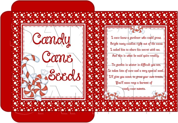 Candy Cane Seeds Packet Digital Printable Good Craft Show