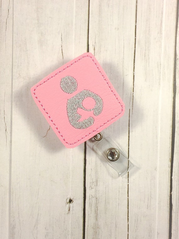 Items similar to Pink Breastfeeding Symbol Badge Holder Felt Badge Reel