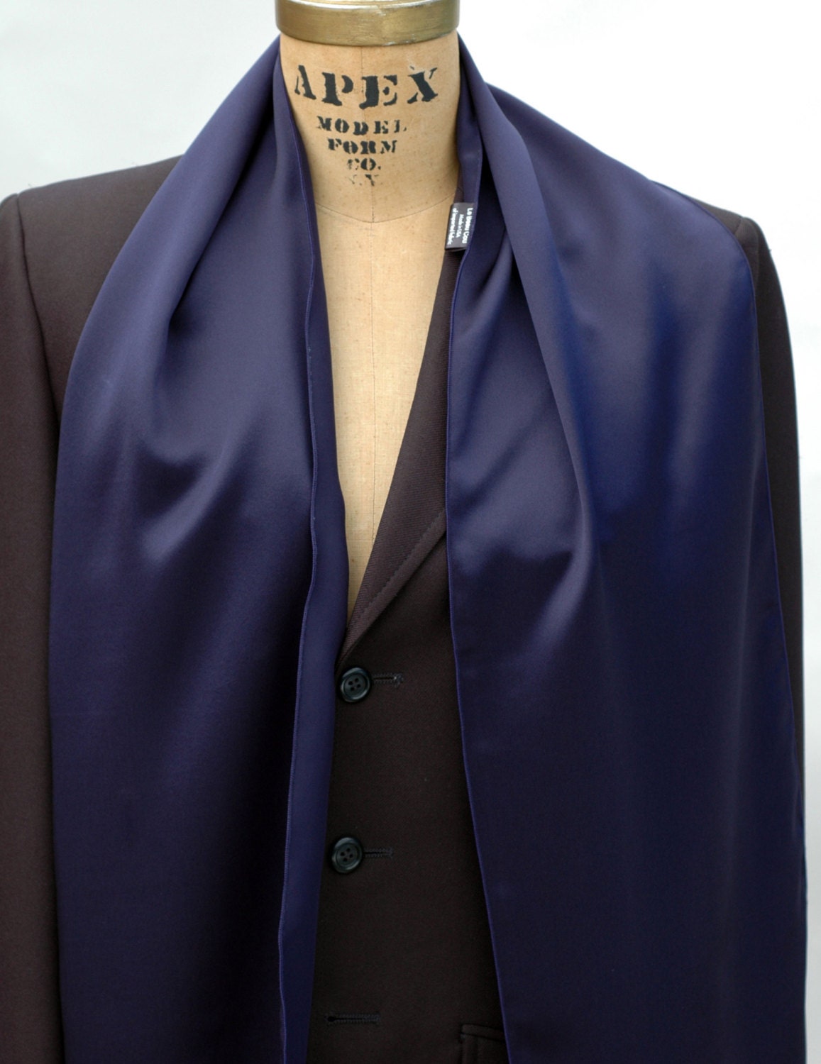 Blue Aviator Scarf with Blue Edge Navy Blue Silk Scarf