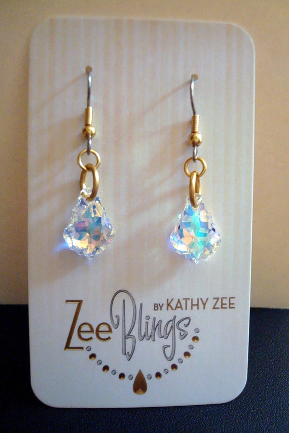 Earrings: Crystal Baroque drops with gold accents. Swarovsi crystal