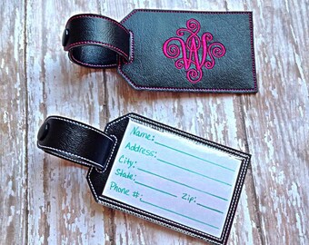 ITH Luggage Tags - With Strap - 4 x 4 and 5 x 7 grouped included In The Hoop - DIGITAL Embroidery DESIGN