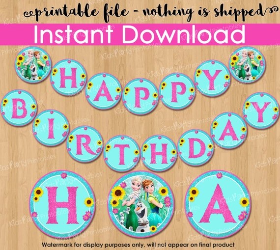 Frozen Fever Banner INSTANT DOWNLOAD Frozen Fever Party