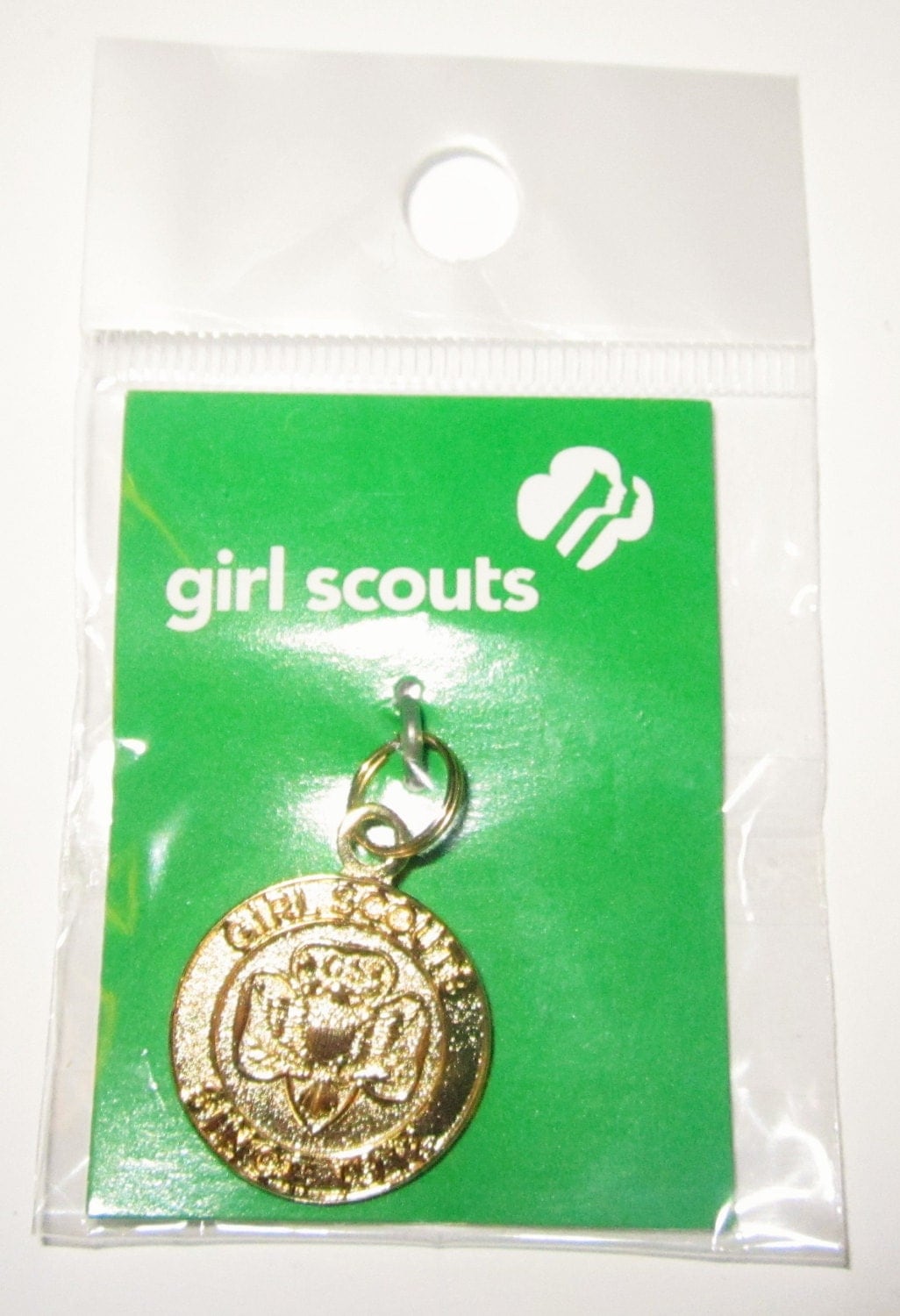 Girl Scout Heritage Trefoil Goldtone Charm in Original Package