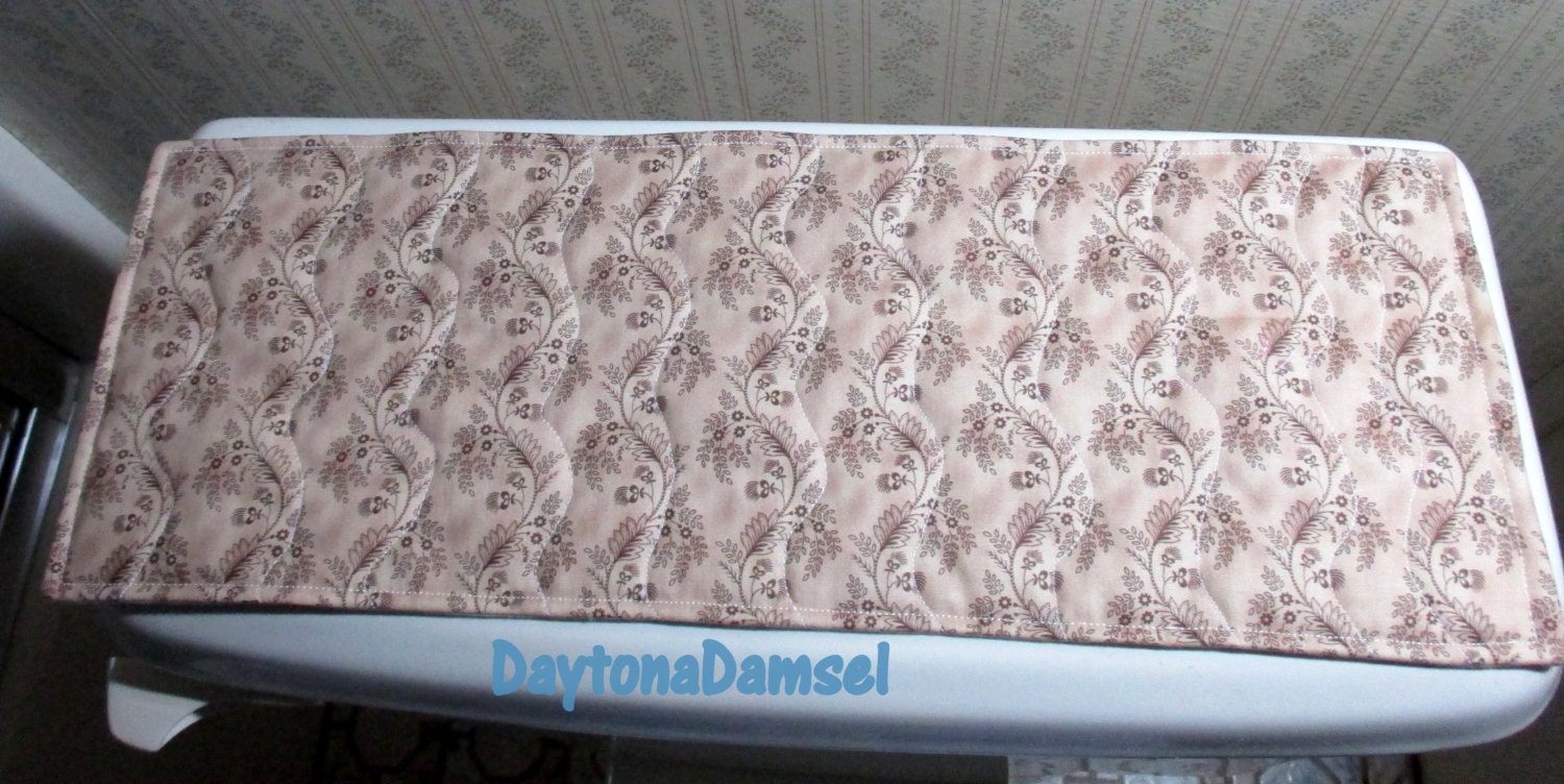 Brown Toilet Tank Topper Quilted Mini Table Runner. Hostess
