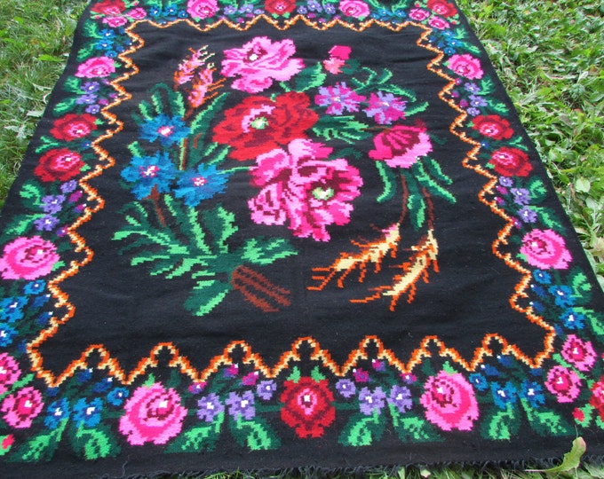 Bessarabian Kilim. Floor Rugs. Vintage Moldovan Kilim, Handmade 55 years old, handmade. Carpets, Eco-Friendly. kom.L