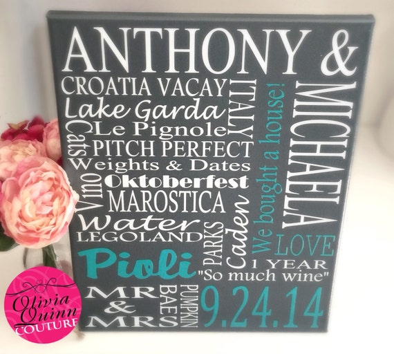 Wedding Personalized Anniversary Canvas Art by OliviaQuinnCouture
