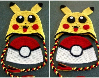 Crochet Pokemon Ball Hat/Pikachu Hat