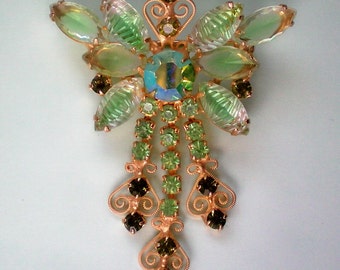 Julianna Glass and Metal Dangle Brooch - 4117