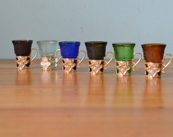Vintage Japanese shot glasses Retro 70s kitsch