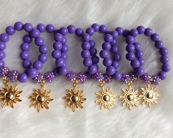 Set of 6 Rapunzel inspired party favor bracelets.. Rapunzel party..Rapunzel bracelets.. Party favors