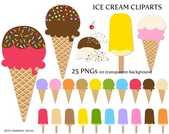 Ice cream cliparts, popsicle, ice cream cone, sprinkles, clip art - BR 445