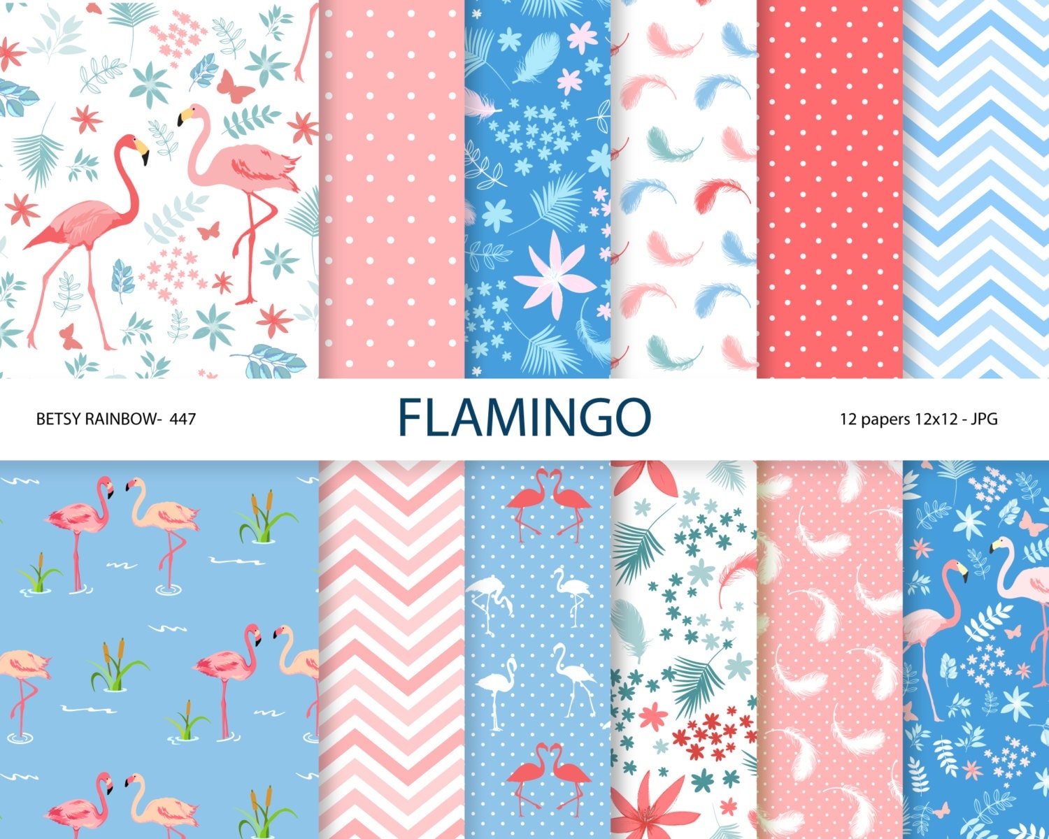 Flamingo digital papers flamingos scrapbook paper digital
