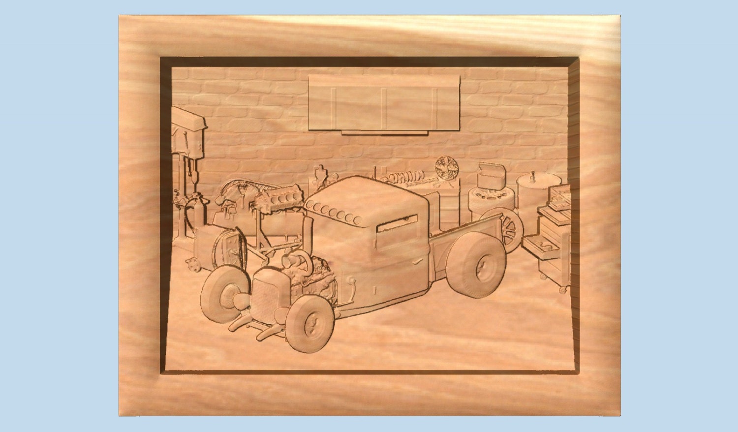 Ford Truck Hot Rod Wood Carving Ford by TheWoodGrainGallery