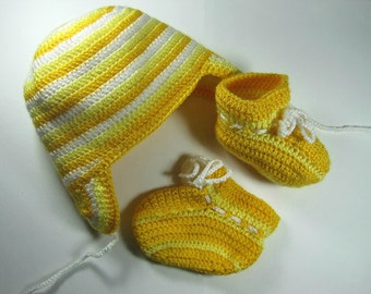 Baby White Hat And Booties Gift For Neborn Newborn To 6