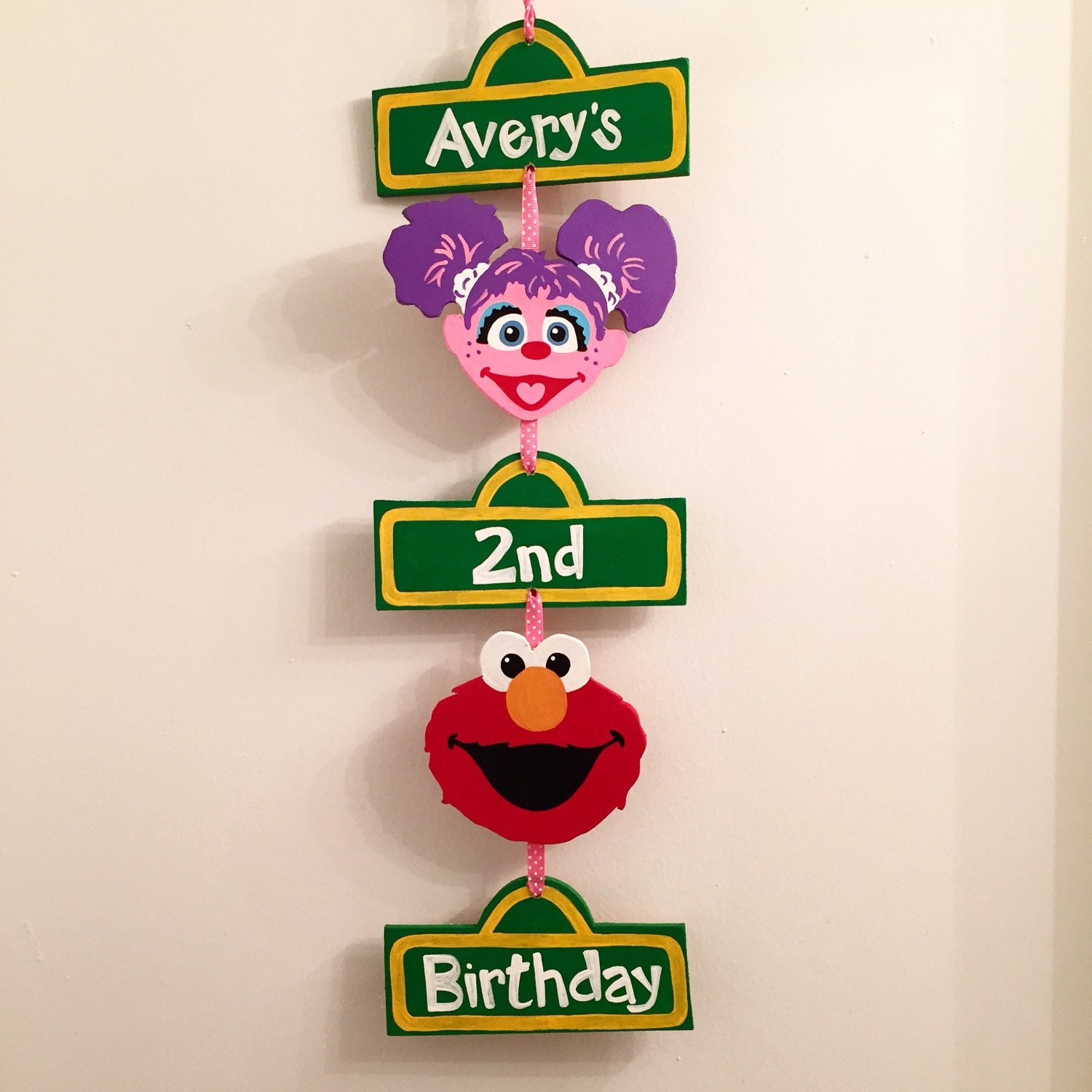 Painted Sesame Street Door Sign Abby Elmo baby Decoration