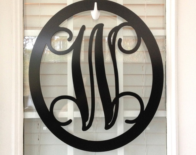 Metal MONOGRAM Letter, MONOGRAM Wreath, Door Hanger MONOGRAM, Front Door Wreath, Oval Monogram Wreath, Outdoor Wreath,Front Door Monogram